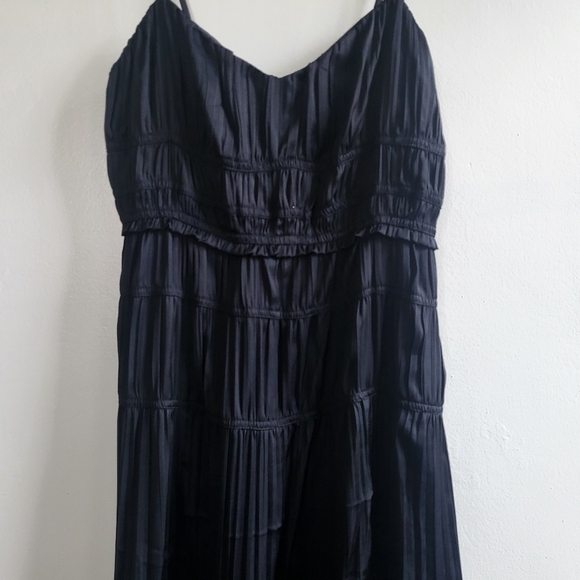 New Anthropologie Ruched Bustier Adjustable Straps Black Slip Midi Dress 2 US - Picture 9 of 14